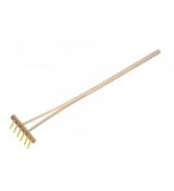 Hrábě žluté s násadou s 6 kolíky dřevo/plast 90cm nářadí