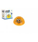 Hračka do vody stříkací plast 10cm žlutá na baterie se světlem v krabičce 10x10x8cm